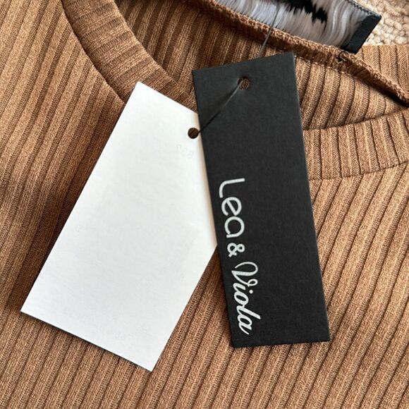 Ribbed long sleeve brown mini dress - Picture 6 of 6